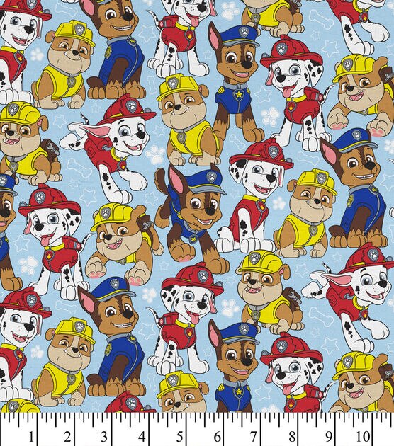 Nick Junior Paw Patrol Cotton Fabric 44" Packed on Blue, , hi-res, image 2