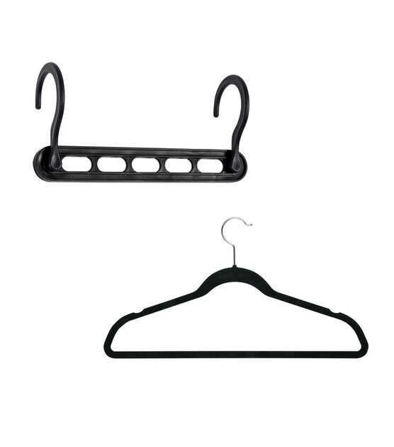 Honey Can Do 9" x 4" Black Collapsible & Velvet Hangers 55ct, , hi-res, image 4