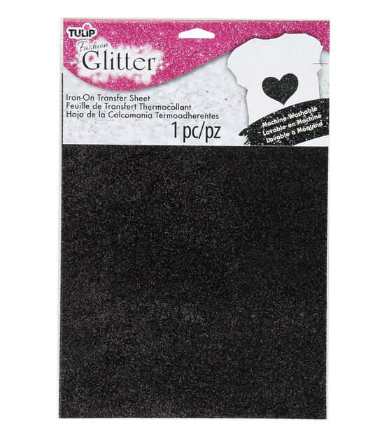Tulip Fashion Black Glitter Iron On Transfer Sheet