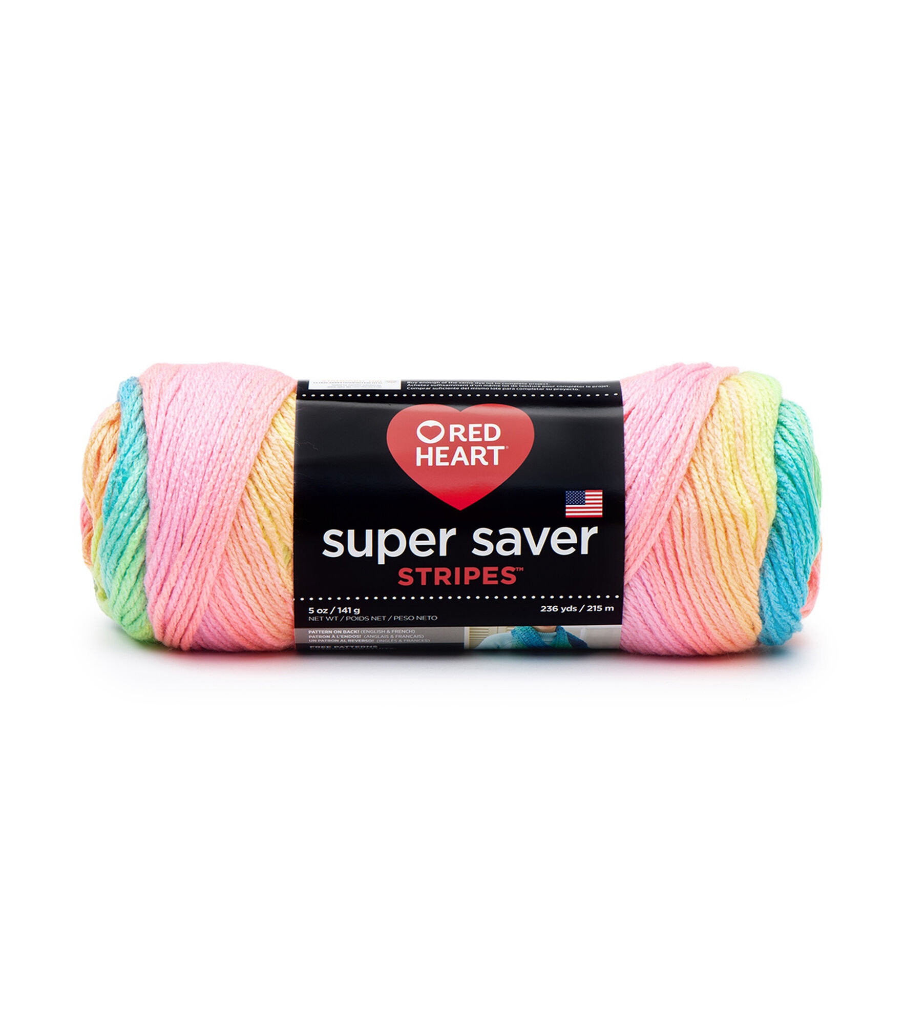Red Heart Super Saver Stripes Worsted Acrylic Yarn, Retro Stripe, hi-res