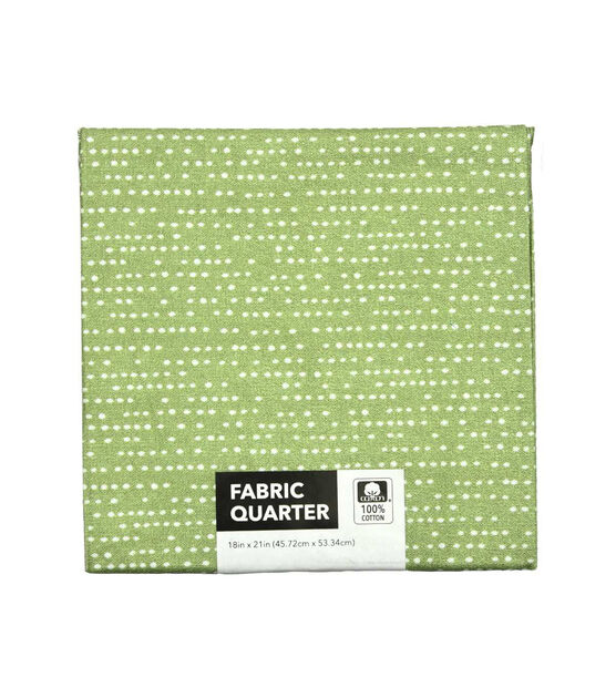18" x 21" Green Dot Lines Cotton Fabric Quarter 1pc by Keepsake Calico