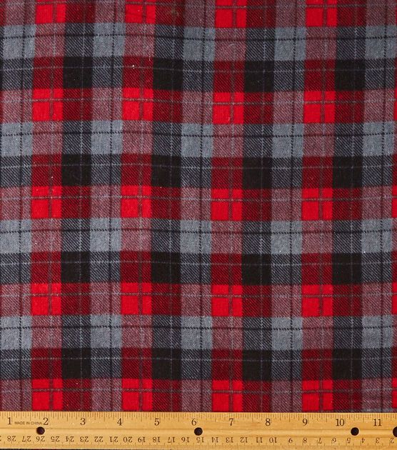 Eddie Bauer Skylar Red & Black Plaid Flannel Prints Fabric, , hi-res, image 2