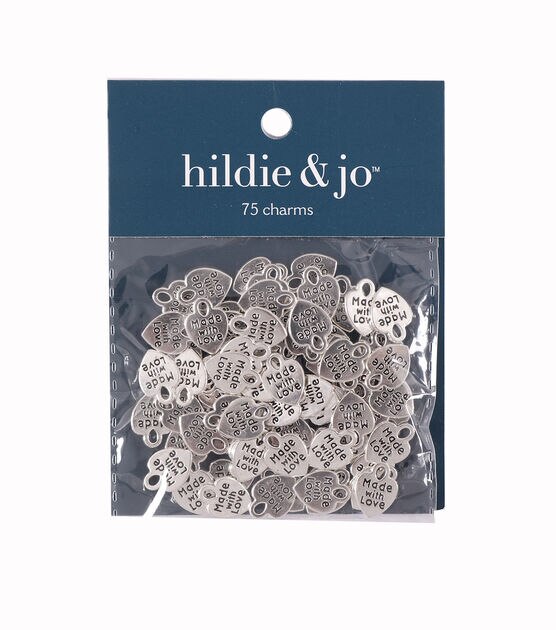 75pk Silver Made With Love Charms by hildie & jo