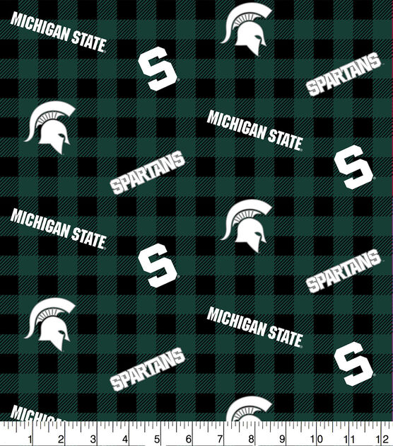 Michigan State University Spartans Cotton Fabric Buffalo Check