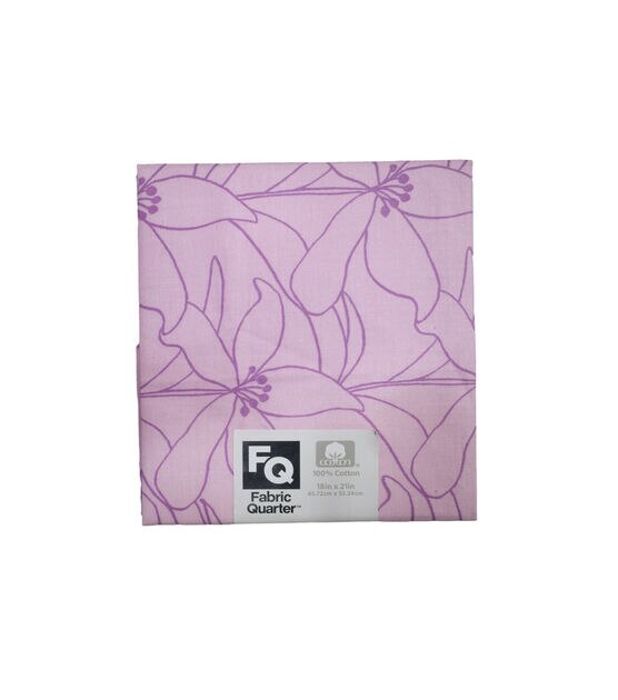 18" x 21" Purple Flower Cotton Fabric Quarter 1pc by Quilter's Showcase