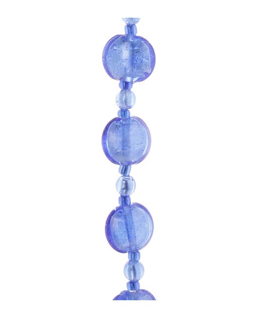 hildie & jo Strung Foiled Glass Beads,Flat Round,Blue,Foil, , hi-res, image 2