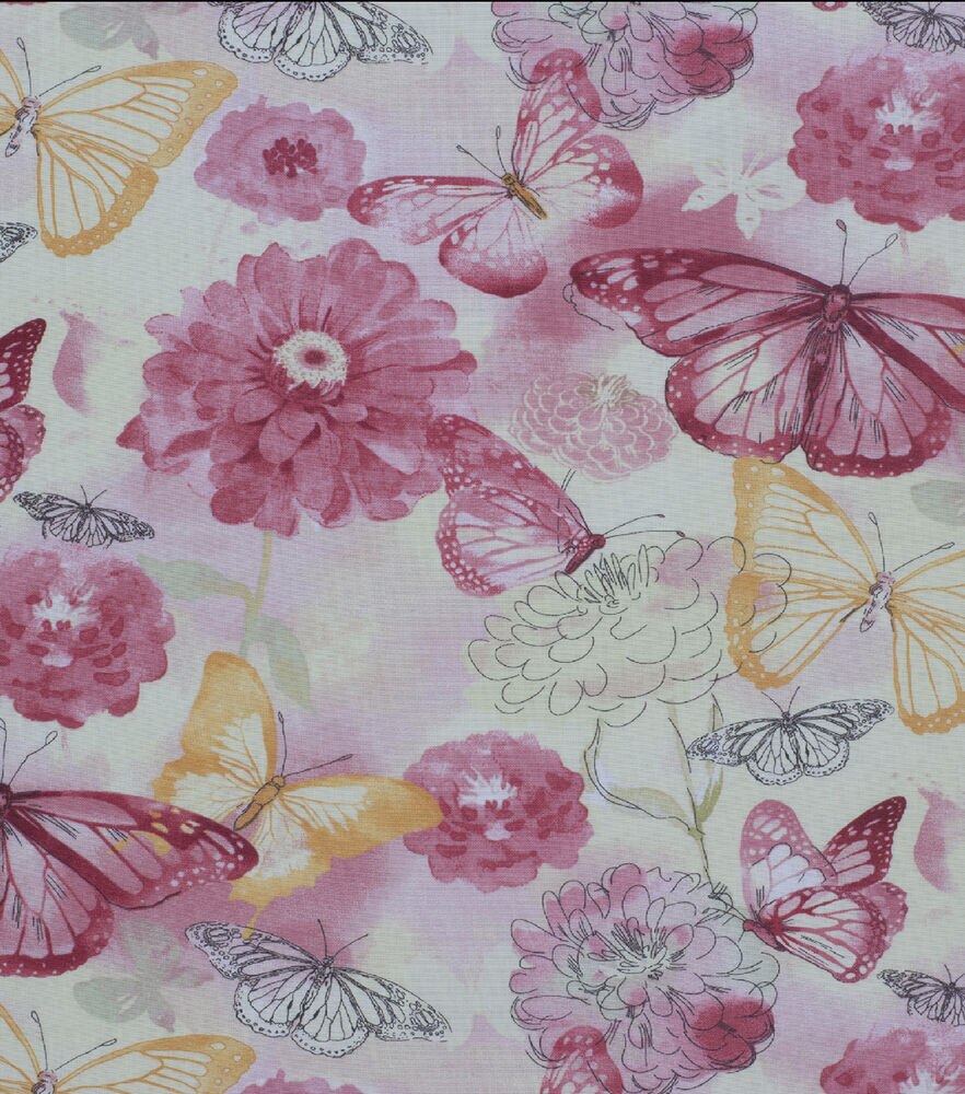 Premium Cotton Quilting Fabric Sold By The Yard - Patterned Butterfly —
