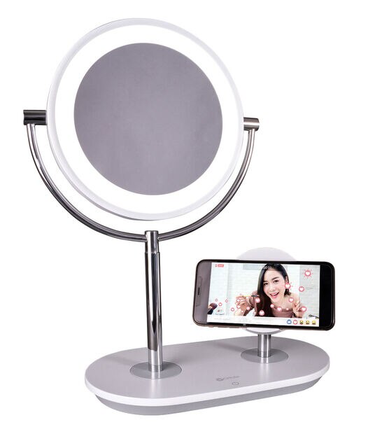 OttLite 16" LED Makeup Mirror With USB & Wireless Charging Stand