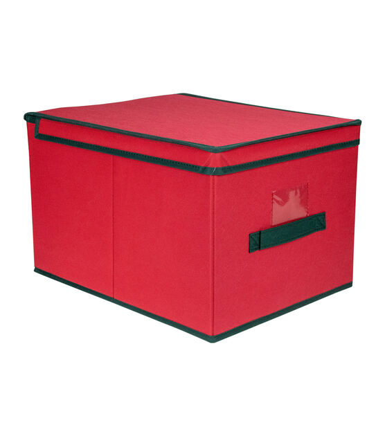 Northlight 16" Red and Green Collapsible Christmas Decor Storage Box, , hi-res, image 2