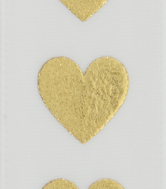 Offray Grosgrain Ribbon 7/8''x9' Gold Hearts