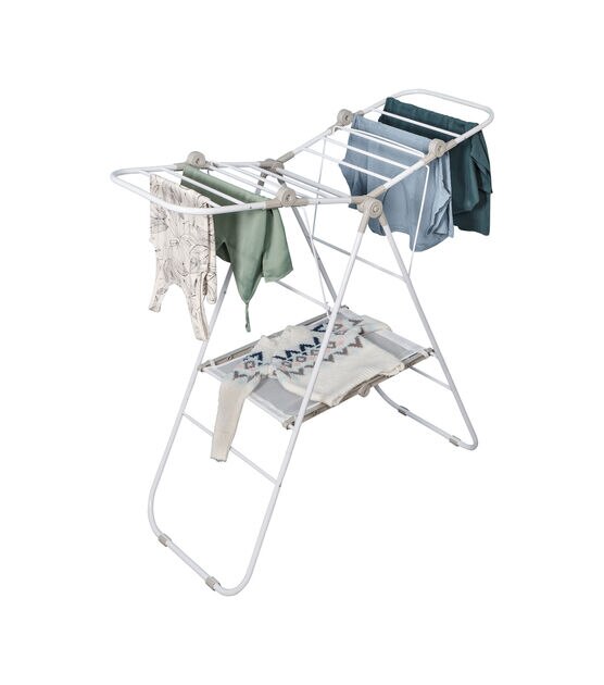 Honey Can Do 47 White Narrow Folding Wing Clothes Drying Rack