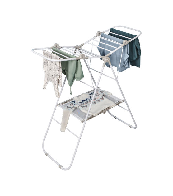 Honey Can Do 47" White Narrow Folding Wing Clothes Drying Rack 50lbs, , hi-res, image 1