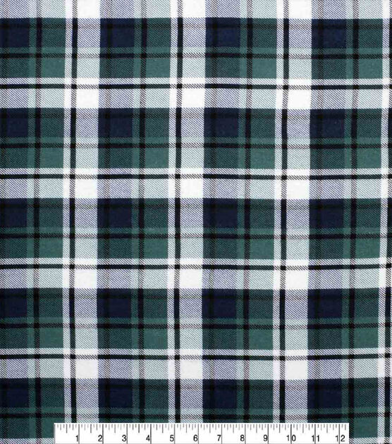 Green & Navy Plaid Super Snuggle Flannel Fabric, , hi-res, image 2