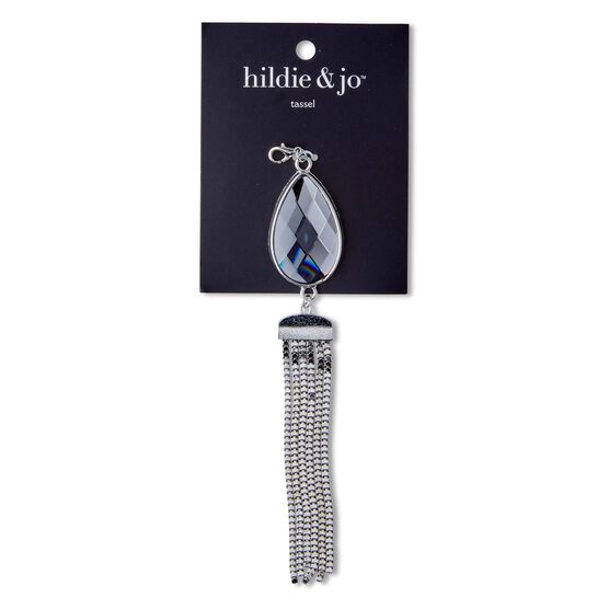 Silver Chain Tassel With Teardrop Crystal by hildie & jo