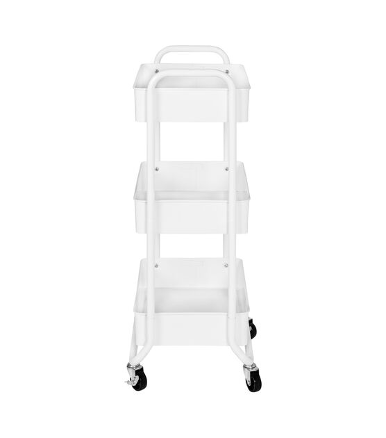 Honey Can Do 16.5" x 32.5" White 3 Tier Metal Rolling Cart, , hi-res, image 4