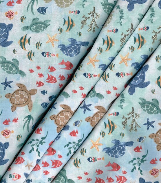Seaturtles & Friends Novelty Cotton Fabric, , hi-res, image 3