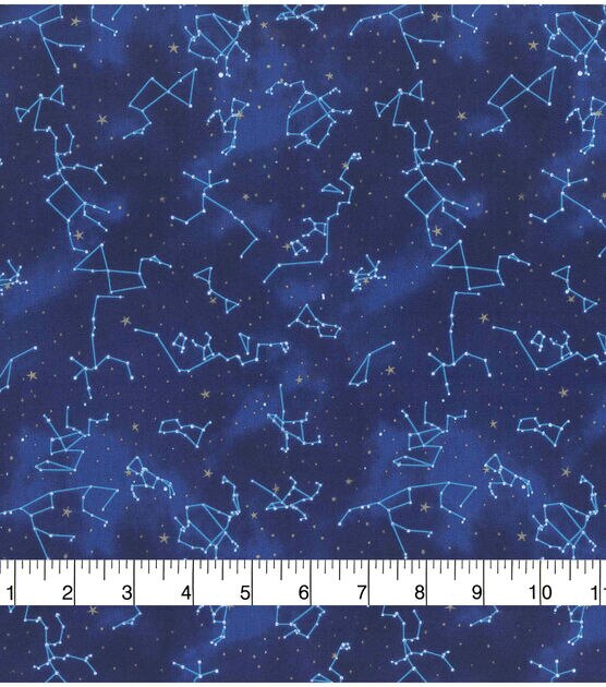 Novelty Metallic Cotton Fabric Star Constellations, , hi-res, image 2