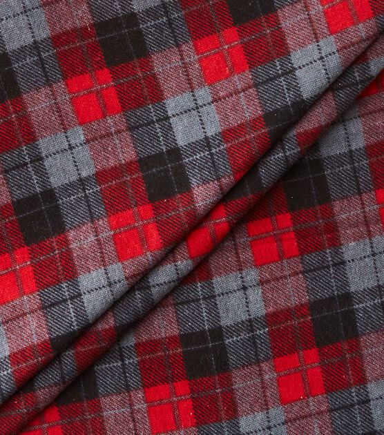 Eddie Bauer Skylar Red & Black Plaid Flannel Prints Fabric, , hi-res, image 3