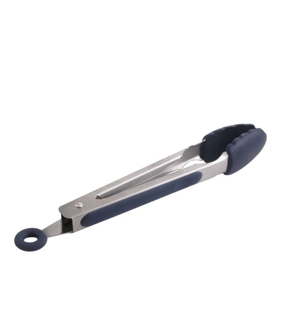 Navy Stainless Steel Silicone Tongs by STIR, , hi-res, image 4
