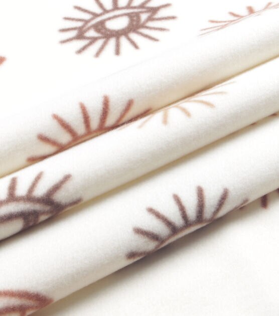 Cream Eye Blizzard Prints Fleece Fabric, , hi-res, image 3