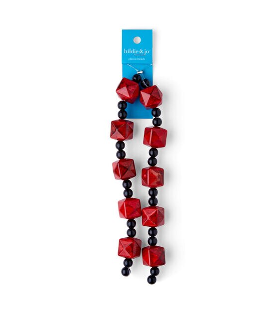 6.5" Red Acrylic Cube Strung Bead Strands 2pk by hildie & jo