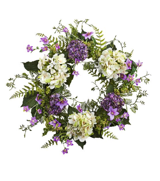 Nearly Natural Hydrangea Berry Wreath