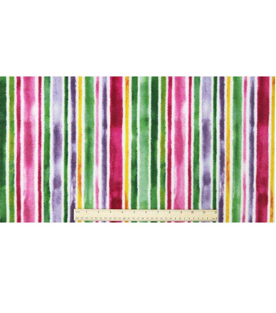 Pastel Green & Pink Stripes Anti Pill Fleece Fabric, , hi-res, image 4