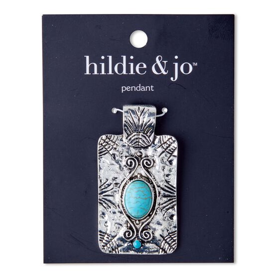 Rectangular Pendant With Turquoise Stone by hildie & jo