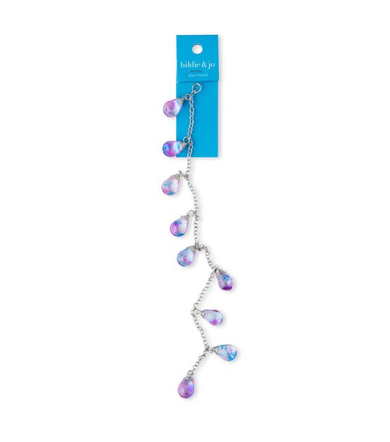 7" Blue Waterdrop Glass Strung Beads by hildie & jo