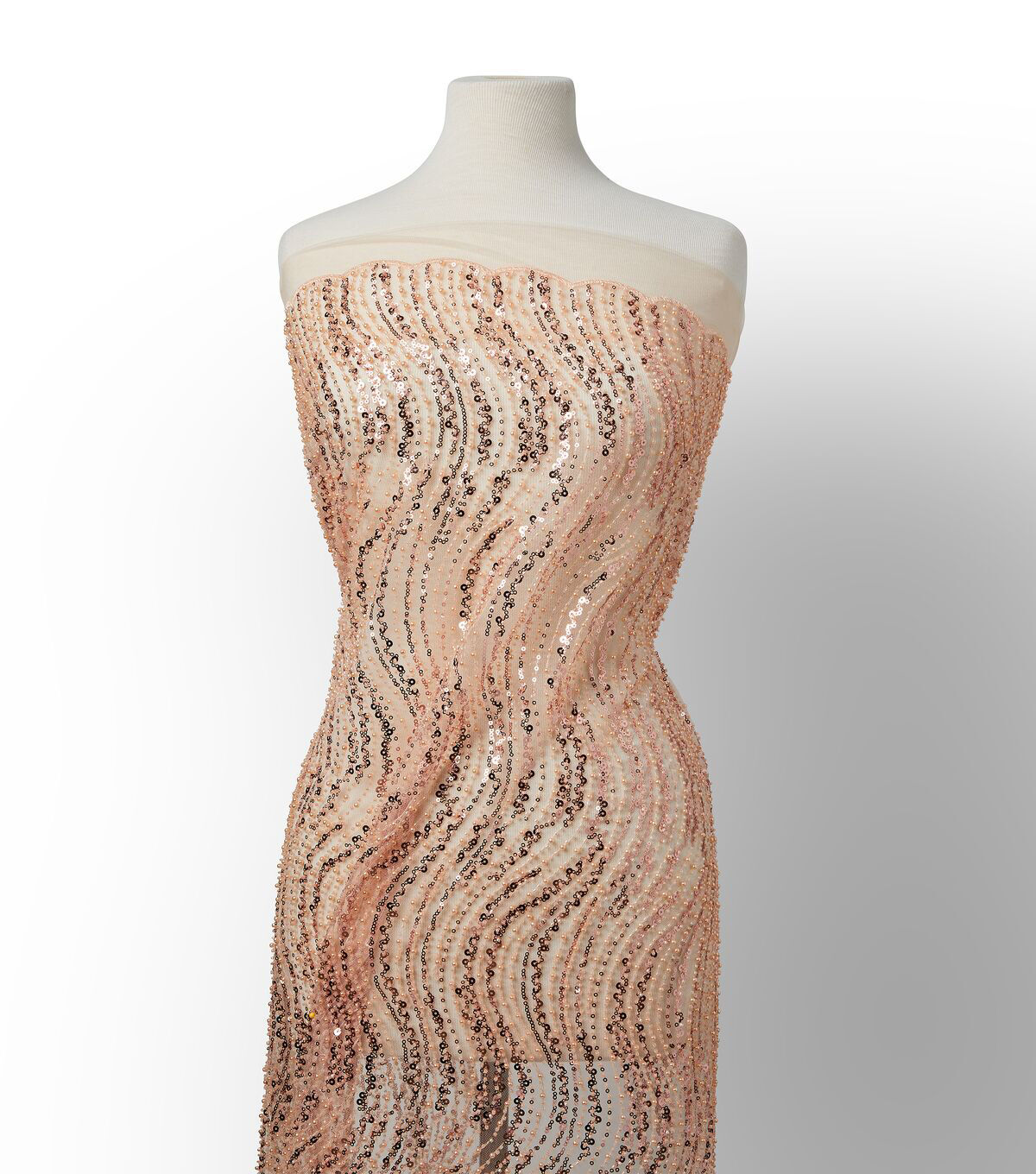 Mock Neck Sequined Gown with Belt by Badgley Mischka