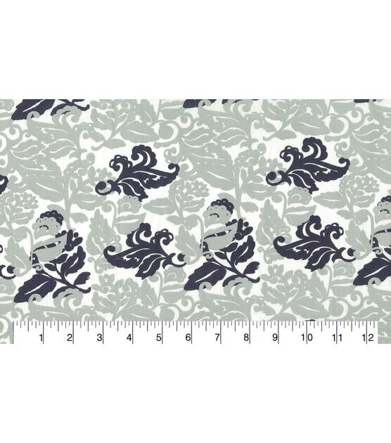 Navy & Gray Floral Leaves Quilt Cotton Fabric by Quilter's Showcase, , hi-res, image 2