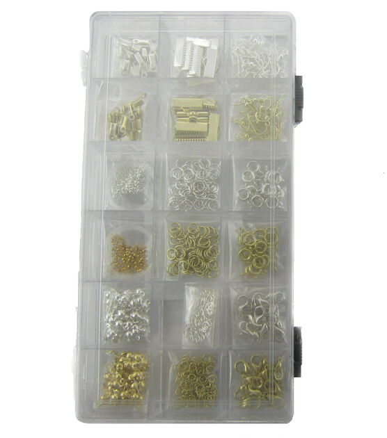 hildie & Jo 8 Gold & Silver Jewelry Findings Kit 834pc - Crimps & Cord Ends - Beads & Jewelry Making