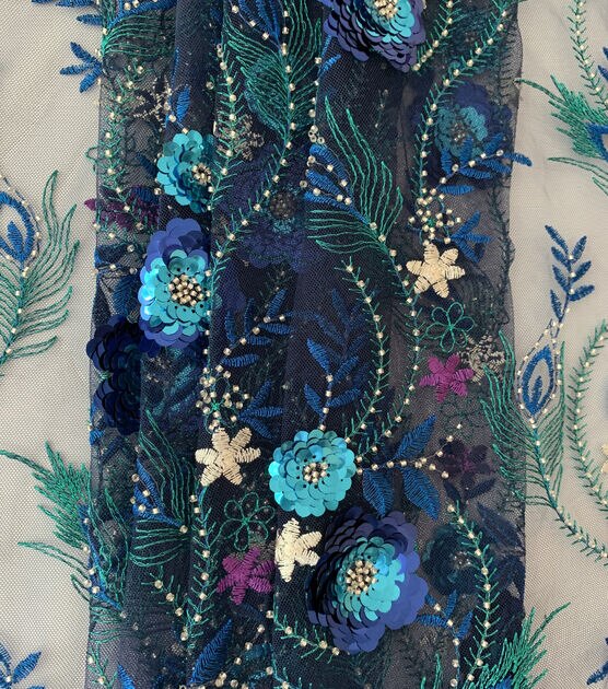 3D Sequins with Peacock Floral Fabric, , hi-res, image 4