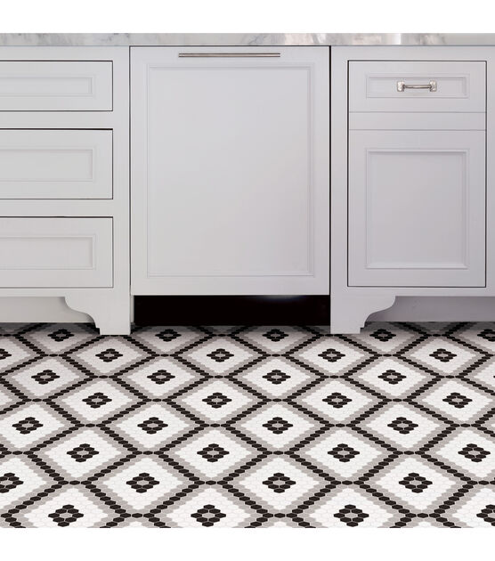Floorpops Peel & Stick Floor Tiles Black and White, , hi-res, image 7