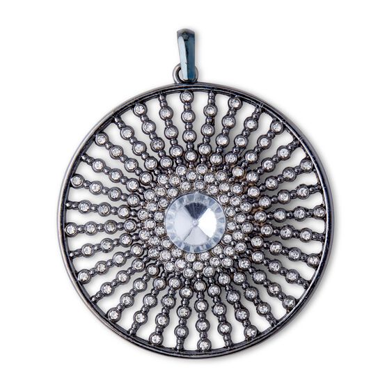 Silver Sunburst Pendant With Clear Crystal Beads by hildie & jo, , hi-res, image 2