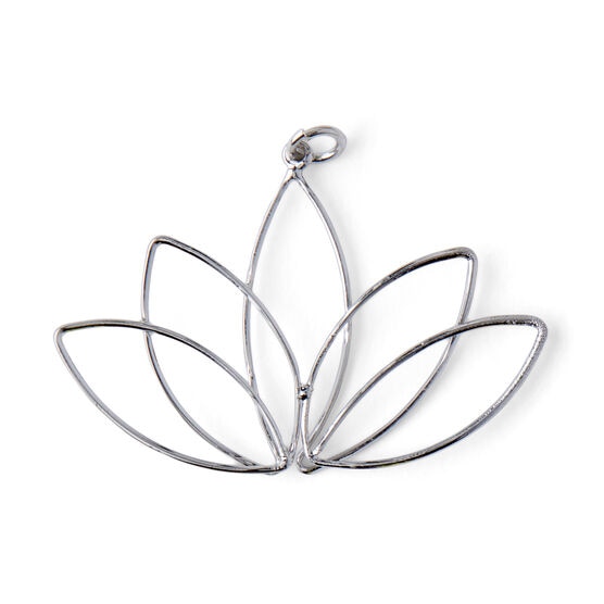 2" x 12" Silver Metal Open Lotus Flower Pendant by hildie & jo, , hi-res, image 2