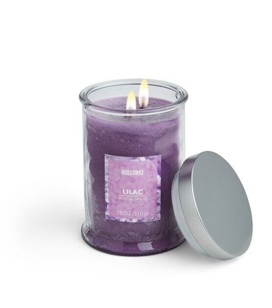 18oz Lilac Scented Jar Candle by Hudson 43, , hi-res, image 2