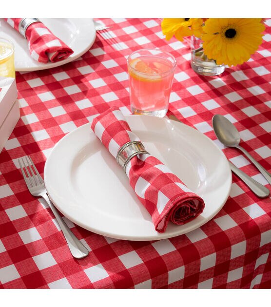 Design Imports Red Check Outdoor Tablecloth Round 60", , hi-res, image 7