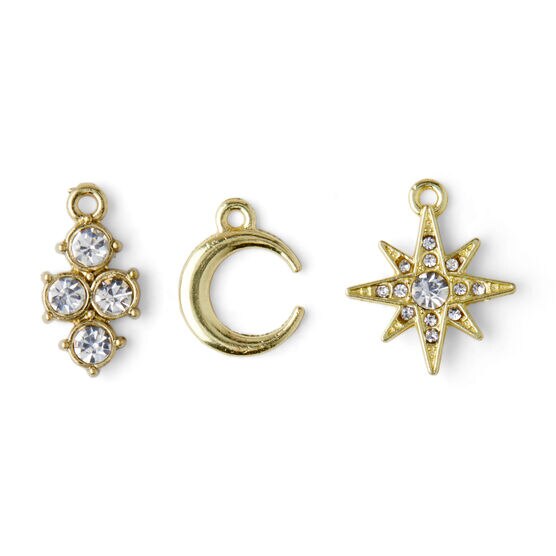 12ct Gold Moon & Star Crystal Charms by hildie & jo, , hi-res, image 2