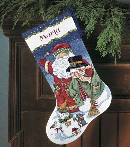 Dimensions 16 Santa & Snowman Counted Cross Stitch Stocking Kit