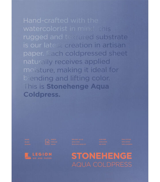Stonehenge Aqua Coldpress 15 sheet 12''x16'' 140 lbs. Paper Pad White