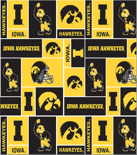 University of Iowa Hawkeyes Fleece Fabric Block