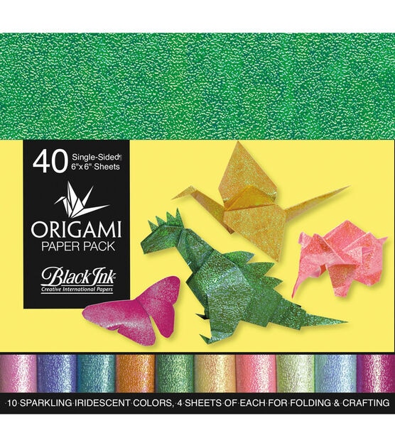 Black Ink 40 pk 6''x6'' Origami Papers Iridescent