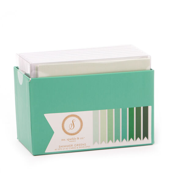 Ms. Sparkle & Co. A2 Shimmer Cards & Envelopes Greens