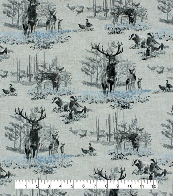 Winter Wilderness White Cotton Canvas Fabric, , hi-res, image 2