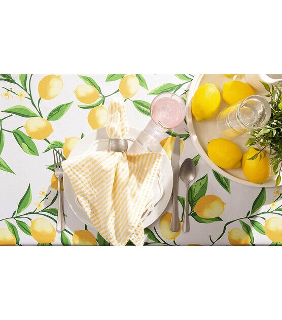 Design Imports Lemon Bliss Outdoor Tablecloth 84", , hi-res, image 3