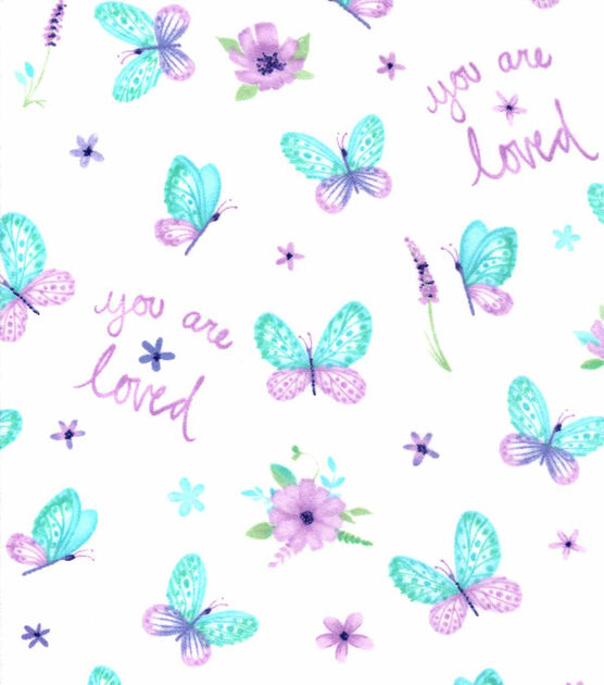 You Are Loved Butterfly Nursery Flannel Fabric