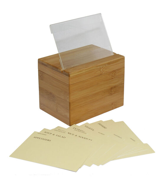 Oceanstar Bamboo Recipe Box with Divider, , hi-res, image 5