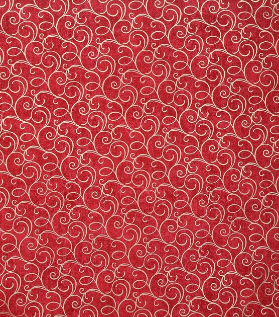 Large Vine Swirl Red Texture Christmas Cotton Fabric by Joann