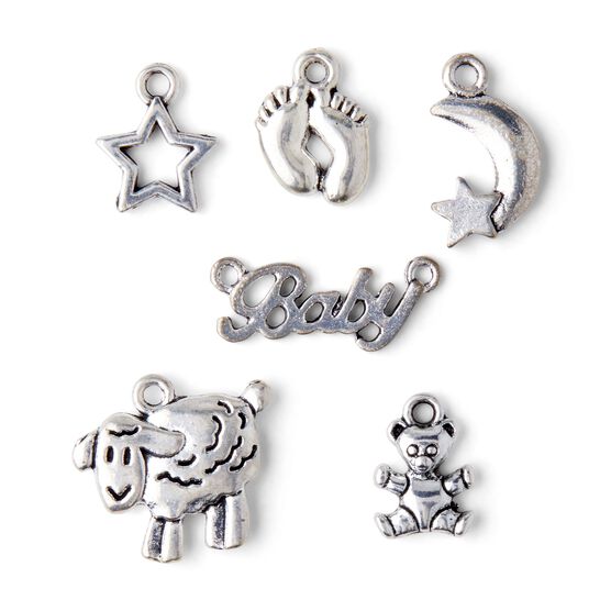 6ct Silver New Born Baby Metal Charms by hildie & jo, , hi-res, image 2